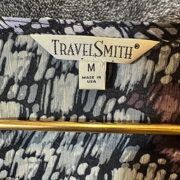 Colorful Sheer Blouse Top Womens Medium Travel Smith USA Made Boho Mom - Picture 3 of 7